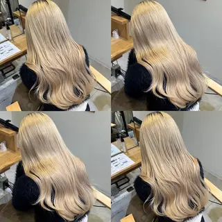 ロング カラー 肌に馴染むハイトーン /ミルクティーカラーのヘアスタイル