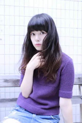 セミロング ロング カラー 【レイヤーカット】 関根【コテ巻パーマ】のヘアスタイル