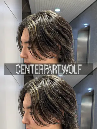 メンズ センターパート/フェ ザー🔥SHUYAのヘアスタイル