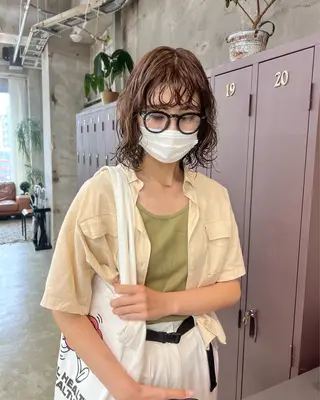 ミディアム パーマ 水野 雪 /パーマ/暖色カラーのヘアスタイル