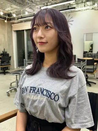 セミロング カラー ヘアアレンジ 坂齋大地／レイヤー/ ミルクティーのヘアスタイル