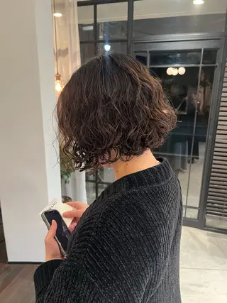 ミディアム デザインパーマ 加藤園のヘアスタイル