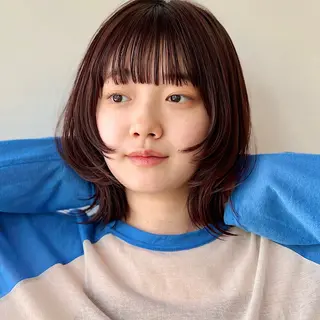 ショート カラー あやめ【顔まわり/レ イヤー/柔らかカラ】のヘアスタイル