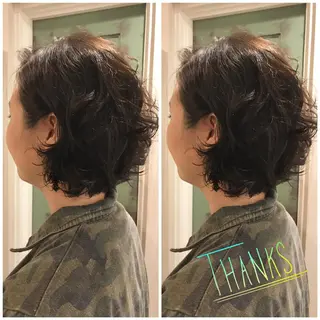 ショート パーマ 嶋村夏実🌼レイヤー 🌸白髪ぼかしのヘアスタイル