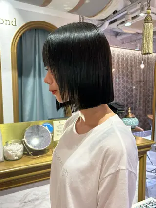 ミディアム カラー ヘアアレンジ 髪質改善【縮毛矯正】 美髪ボブを量産する人のヘアスタイル