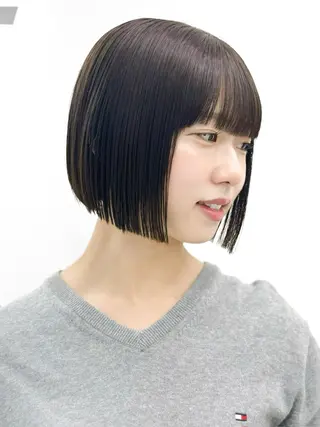 ショート カラー ヘアアレンジ 🇰🇷縮毛矯正× 韓国ボブ🩶ひかりのヘアスタイル