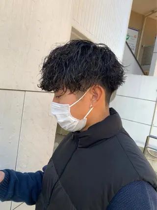 ショート パーマ メンズ 町田/波巻き/ シャドウ/メンズのヘアスタイル