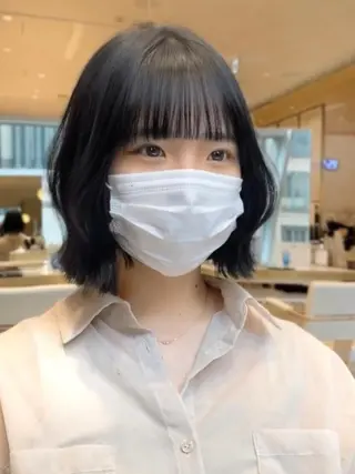 ミディアム カラー パーマ ヘアアレンジ 小野寺瑞希 /最小顔カットのヘアスタイル