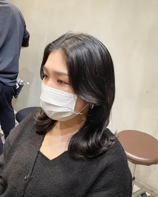 ミディアム カラー ヘアアレンジ 酸性縮毛矯正🧴韓国 レイヤー/髪質改善のヘアスタイル