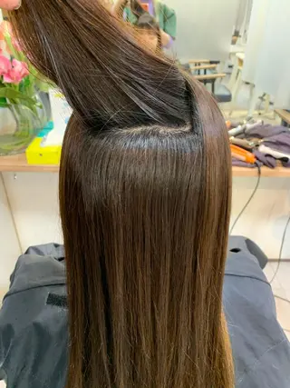 ロング 髪質改善ストレート/ ブリーチ／渋谷　福田のヘアスタイル