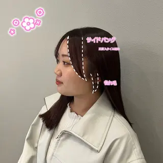 セミロング カラー ヘアセット/ピンク /レッド/あつはのヘアスタイル