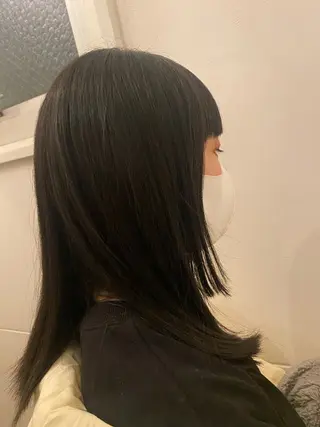 セミロング ボブ/透明感カラー 岸本涼奈のヘアスタイル