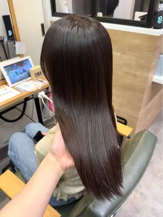 ロング カラー 縮毛矯正/艶ブラウン カラー/ヘアメひふみのヘアスタイル