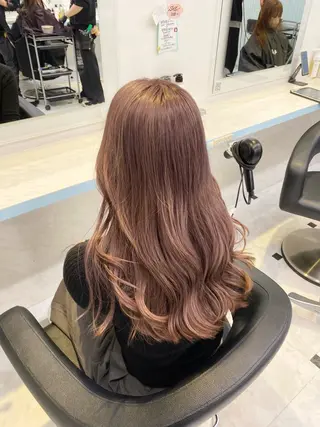 ロング 🧡モテ髪＆透明感 🧡オレンジ🌻🧡のヘアスタイル