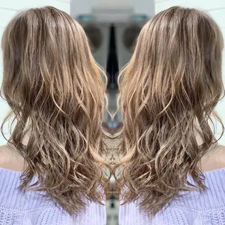 セミロング カラー ヘアアレンジ 髪質改善×ハイトーン 中田啄也のヘアスタイル