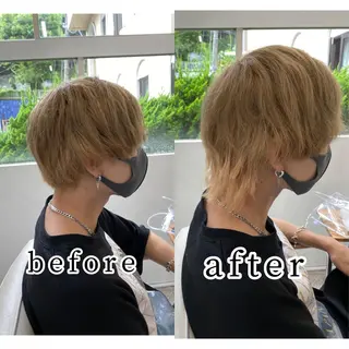 ショート メンズ レイヤーウルフ エクステ磯部のヘアスタイル