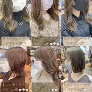 セミロング カラー ブリーチなし Wカラー🩷星野翔太のヘアスタイル
