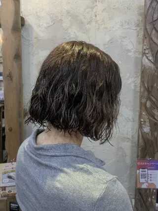 ミディアム パーマ ボブパーマ/メンズ カワカミサトミ🐨のヘアスタイル