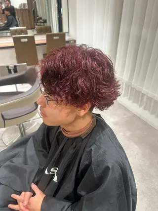 ショート パーマ メンズ 🌈縮毛矯正/カラー 🌈若林けんしんのヘアスタイル