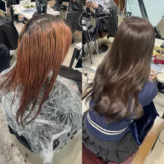 ロング カラー youres hair 新宿3丁目店所属・🍫ハイトーン✖︎ 縮毛矯正🍫柴田のヘアスタイル