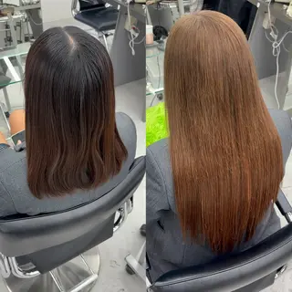 セミロング 羽エクステ/シール エクステ/横浜駅5分のヘアスタイル
