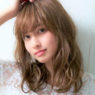 セミロング カラー パーマ GO TODAY SHAiRE SALON キラリトギンザ店所属・🐱higajo🐱 比嘉門(ヒガジョウ)のヘアスタイル