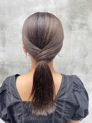 セミロング カラー ヘアアレンジ saki🌼ボブ× 透明感カラー🌼のヘアスタイル