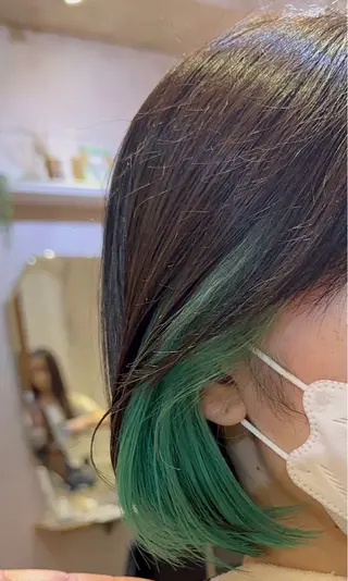 ミディアム ブリーチなしダブル カラー縮毛矯正 下野のヘアスタイル