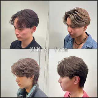 ミディアム カラー パーマ メンズ 🦄カイ/メンズ ハイトーン/メイクのヘアスタイル