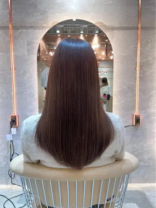 セミロング カラー ボブ/巻ける縮毛矯正 /韓国レイヤーはなのヘアスタイル