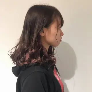 セミロング カラー 神奈川大学最寄り白楽 三本松巧のヘアスタイル