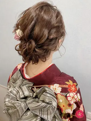 セミロング ヘアアレンジ セットサロン      ラフテル所属・大阪/ヘアアレンジ /似合わせset💐のヘアスタイル