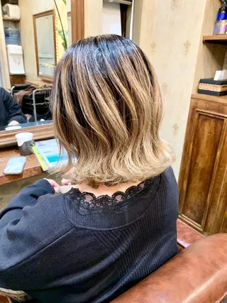 ミディアム カラー クバガワ シュンのヘアスタイル