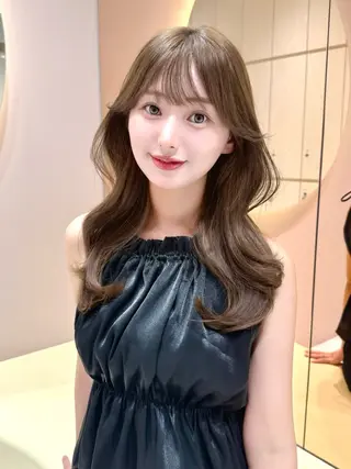 セミロング カラー ブリーチなし髪質改善 韓国ヘア　柏崎颯刀のヘアスタイル