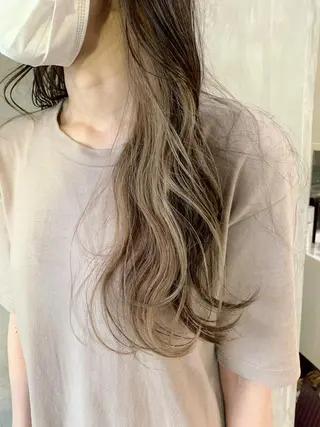 ロング カラー ヘアアレンジ 切りっぱなしボブ/ デザインカラー店長のヘアスタイル