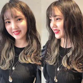 セミロング カラー 圧倒的透明感カラー nana🦕のヘアスタイル