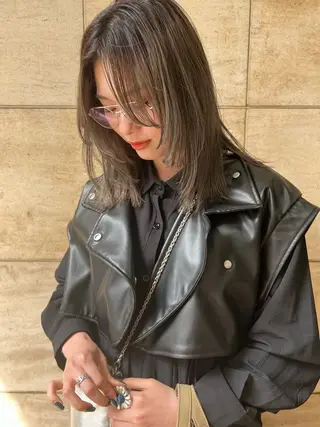 ミディアム カラー MARU レイヤー/パーマのヘアスタイル