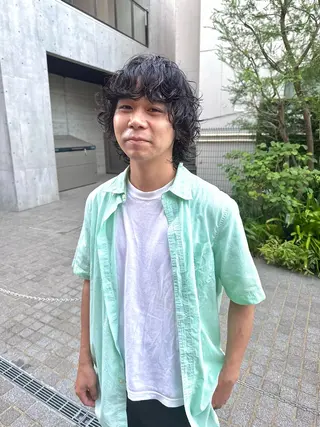 メンズ パーマ/透明感カラー /ボブ/吉田一生のヘアスタイル