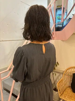 ミディアム カラー パーマ 倉田 光希のヘアスタイル
