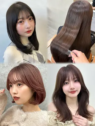 ミディアム カラー 盛れる顔周り /透明感/かりん🎀のヘアスタイル