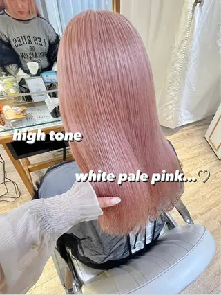 セミロング カラー ヘアアレンジ ハイトーンピンク🍑 ブリーチ🍑RINAのヘアスタイル