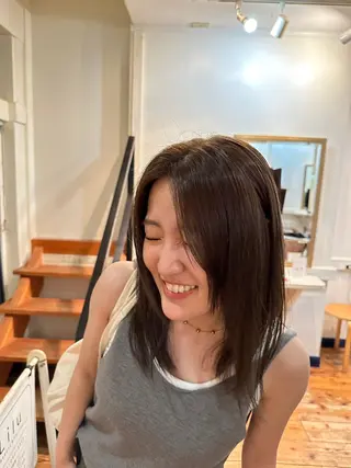 ミディアム カラー 上川 温のヘアスタイル