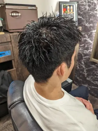 ショート メンズ カラー LAVIE the BARBER所属・徒歩5分ビジネスマン カット👦🏻うしだのヘアスタイル