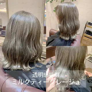 セミロング カラー ヘアアレンジ ✨艶髪✨透明感✨ 山内大樹のヘアスタイル