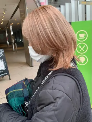 ミディアム カラー ヘアアレンジ ハイトーン/美髪矯正 🍃大江拓実のヘアスタイル