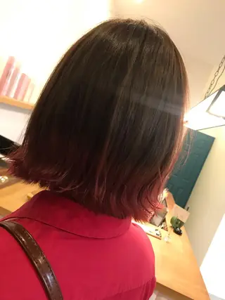 ミディアム カラー 暖色カラー🍊 ボブ🌿顔周りcutのヘアスタイル