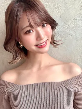 ミディアム カラー パーマ ヘアアレンジ Surpass所属・🌈小顔似合わせ SHIHO🌈のヘアスタイル