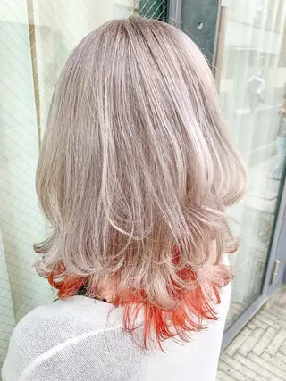 セミロング 🍀ケアブリーチ カラー🍀坂井のヘアスタイル