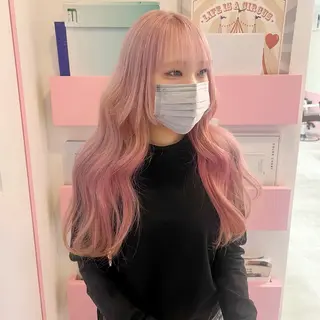 ロング カラー 🎀ダブルカラー/ ピンク×ガーリー🎀のヘアスタイル