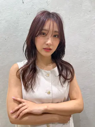 セミロング ♥️透明感×抜け感 ベージュ/佑珠♥️のヘアスタイル